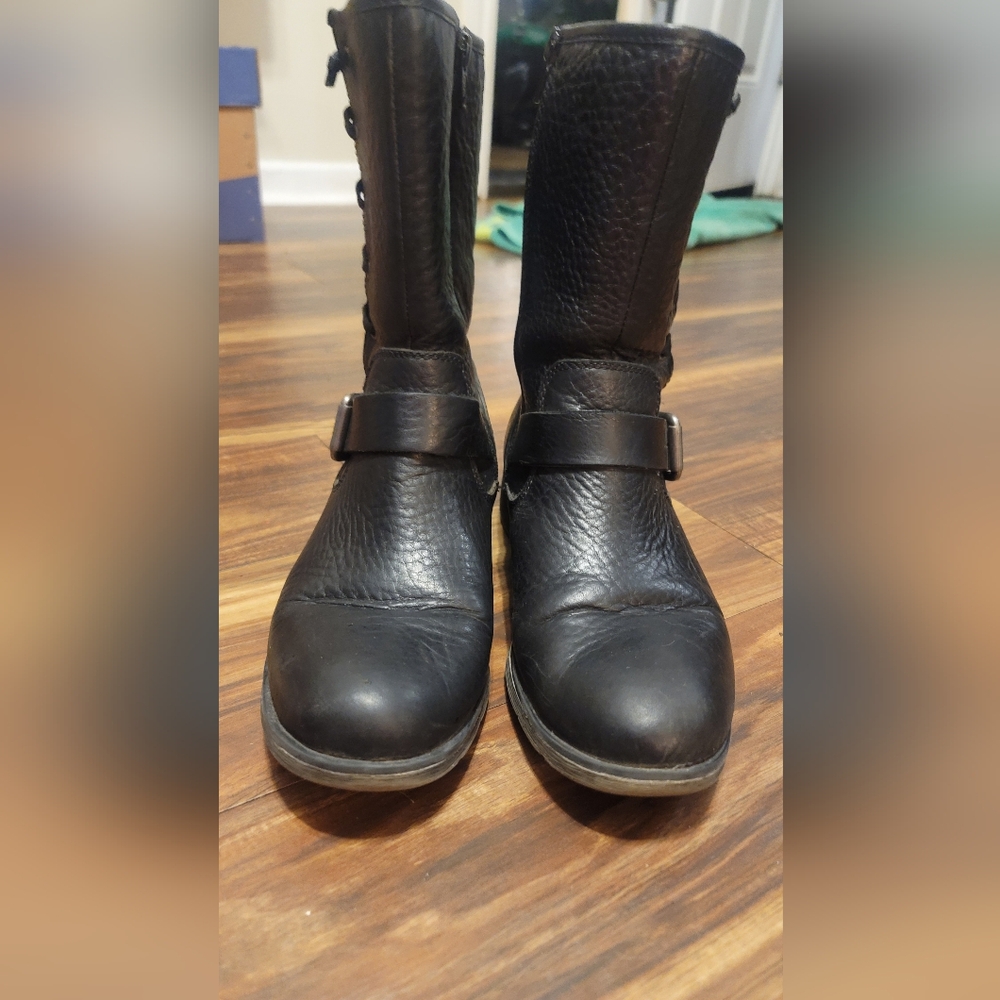 SOFFT womens Acasia black leather zip moto biker combat boots SZ 8